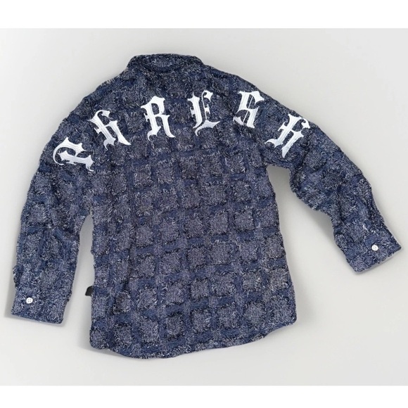 NWT KLEEP Kids Boys Sz 7/8 Embroidered Light Weight Shirt Navy Fumo Button Down - Picture 2 of 10